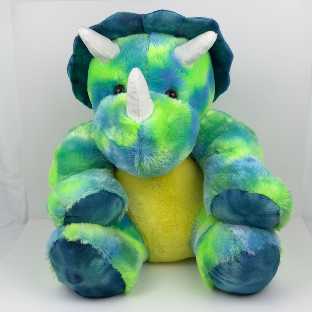 Dan Dee Jumbo Triceratops Plush 20” Tie Dye Dinosaur Stuffed Animal EUC